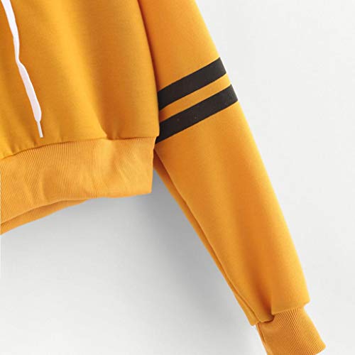 Sudadera con Capucha Rayado en la Manga Sudaderas Cortas Adolescentes Chicas Niña Sudadera con Capucha Rayado en la Manga Sudaderas Cortas Adolescentes Chicas Niña