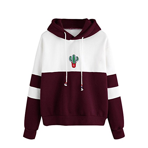 Sudadera con Capucha Sudadera Mujeres Manga Larga Sudadera con Capucha Estampado Cactus Blusa Tops Type B