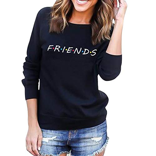 Sudadera Friends Mujer Serie Sin Capucha Casual Pullover Hip Hop Danza Camisetas Mejores Amigas Manga Larga Cuello Redondo Otoño Invierno Primavera para Gemelos Hermanas Hoodie Camisas Top Streetwear