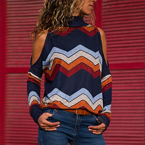 Sudadera para Mujer,Moda Manga Larga Casual Fuera del Hombro Sudaderas Cortos Cuello Redondo Jersey Mujer Otoño Primavera Blusa Tops Tumblr Suéter Mujer Abrigo Deportiva vpass (Armada1, S)