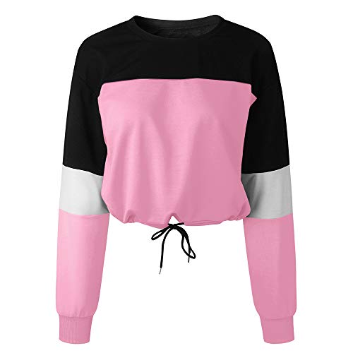 Sudadera para Mujer,riou Sudaderas Adolescentes Chica De Manga Larga Empalme Color Moda Sudadera Pullover Tops Blusa Mejor Venta Superior