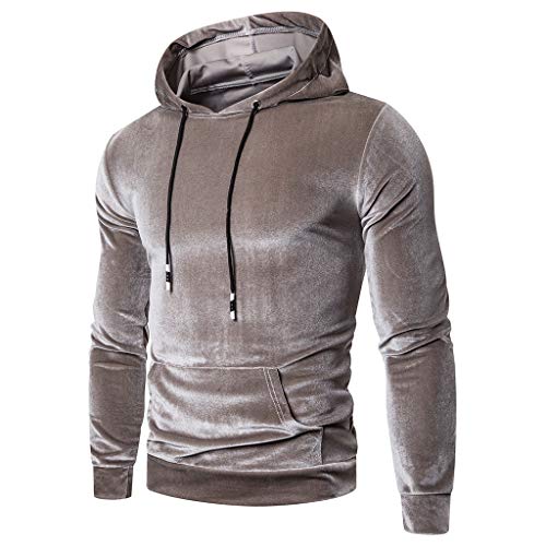 Sudadera Terciopelo Hombre Invierno Hoodie Suave Cómodo liquidación Pullover Personalidad con Capucha Jersey Moda Ropa Discoteca Suéter Casual Sweatshirt Yvelands(Beige,M)