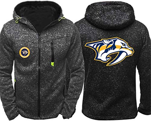 Sudadera unisex, Capucha de la chaqueta de los hombres - Los aficionados de hockey Nashville Predators desgaste de entrenamiento de primavera / verano de cremallera Cardigan Prendas de deporte - Los a