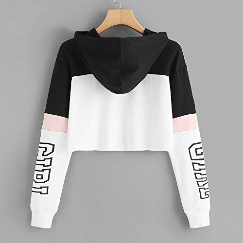 Sudaderas Adolescentes Chicas, Fossen Sudaderas Mujer Tumblr con Capucha - Emoticon Estampado Blusa Tops Camiseta de Manga Larga (Girl - Blanco, S)