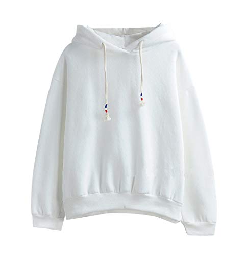 Sudaderas con Capucha Mujer Sudaderas Lisas Chicas Sudadera Oversize Mujer Tallas Grandes Casual Deporte Jersey Sudadera Hoodie Anchas Juveniles Chica Invierno Pullover Simples Señoras Blanco S