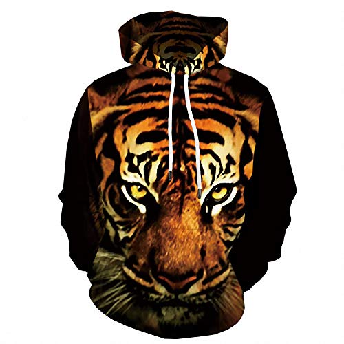 Sudaderas Invierno Hombre Sudaderas Cortos,Sudadera con Capucha Manga Larga Hooded Encapuchado Tops Hoodies PulloverImpresión de Tigre de otoño e Invierno 3D WY-0106 XXXL