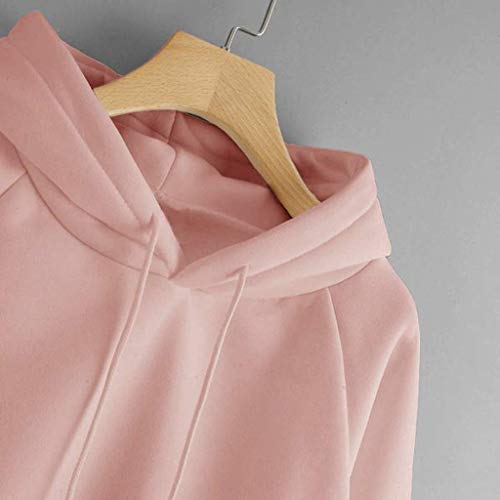 Sudaderas Mujer con Capucha y Bolsillos Camiseta Tops de Manga Larga Pullover Suelta Otoño Invierno (Rosa, XX-Large)