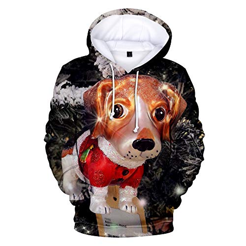 Sudaderas Unisex feas de Navidad suéter de Manga Larga con Estampado 3D Novedad Navidad Elf B-28 XXXL