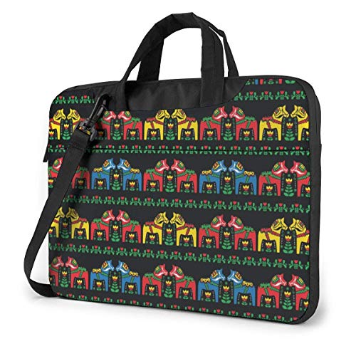 Sueco Dala Horse Folk Pattern Fashion Laptop Case Laptop Shoulder Messenger Bag Funda para 15.6 Pulgadas