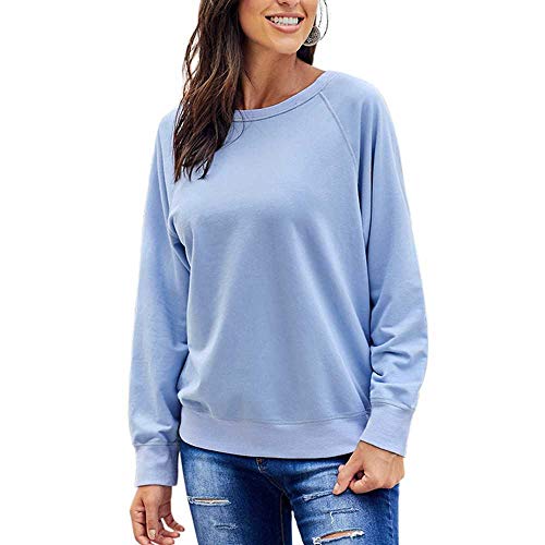 Suéter Mujer Suelta Color Salvaje Cabeza Cuello Redondo Manga Larga Casual Sudadera