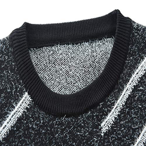 Suéteres para Hombre Otoño Moda Imprimir Cuello Redondo Suéter Delgado de Manga Larga Suéter de Punto cálido de Tendencia Europea y Americana XL