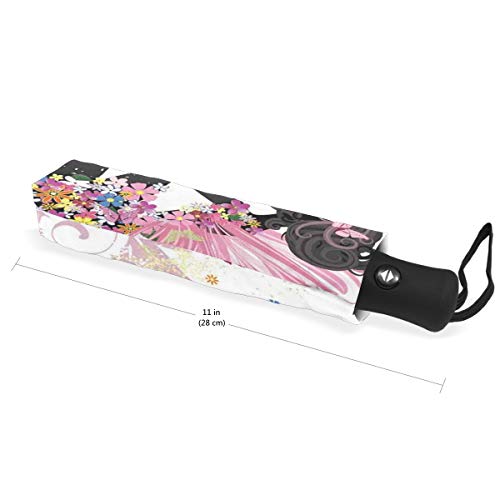 SUHETI Paraguas automático de Apertura/Cierre,Silueta Abstracta de una niña con alas Rosas y Vestido de Flores de Hadas de Primavera,Paraguas pequeño Plegable a Prueba de Viento, Impermeable SUHETI Paraguas automático de Apertura/Cierre,Silueta Abstracta de una niña con alas Rosas y Vestido de Flores de Hadas de Primavera,Paraguas pequeño Plegable a Prueba de Viento, Impermeable