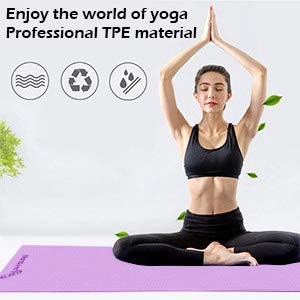 SUHSAI Esterilla de yoga antideslizante – Extra Grip TPE respetuoso con el medio ambiente Fitness Fitness esterillas de entrenamiento para el hogar yoga Pilates y Gimnasia 183 x 61 x 1 cm (morado)
