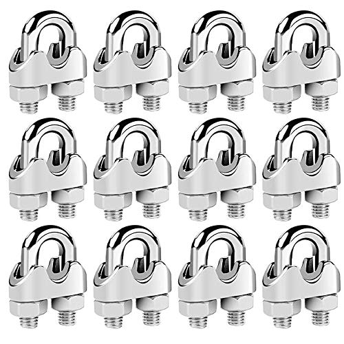 Sujetacables de Acero, 12 Piezas Clip de Cuerda de Alambre, Perno en U de Acero Inoxidable para Industria, Hogar, Envío, Carga y Descarga de Mercancías, Maquinaria de Elevación (Plata) Sujetacables de Acero, 12 Piezas Clip de Cuerda de Alambre, Perno en U de Acero Inoxidable para Industria, Hogar, Envío, Carga y Descarga de Mercancías, Maquinaria de Elevación (Plata)