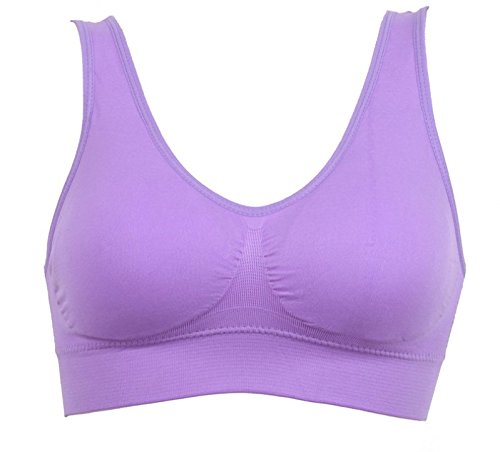 Sujetador deportivo sin costuras, ultracómodo, 3 unidades, con almohadillas extraíbles Azul lago/morado claro/blanco X-Large Sujetador deportivo sin costuras, ultracómodo, 3 unidades, con almohadillas extraíbles Azul lago/morado claro/blanco X-Large