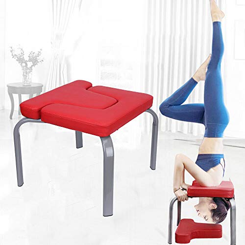 sujrtuj Silla Invertida de Yoga Taburete invertido, Taburete Multifuncional Silla Deportiva asistida de Yoga Taburete Deportivo Equipo de Fitness Rojo