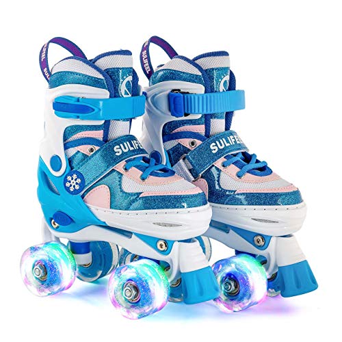 Sulifeel Ice Snow Ruedas Patines Roller con Luces Ajustables para Niñas y Niños - Medium(32-35EU)