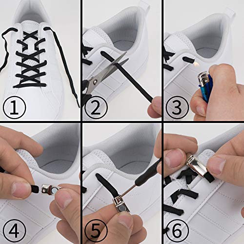 SULPO Cordones elásticos de goma con cierre magnético de metal – sin atar – Cordones de goma – Juego de cordones sin lazo – Cordones de goma para todos los zapatos Negro