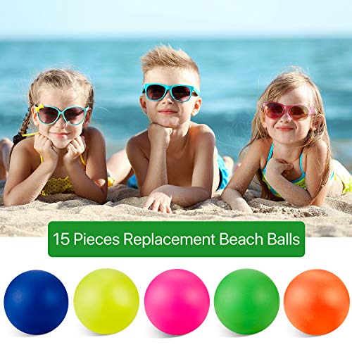 Sumind 15 Piezas Pelotas de Playa Reemplazo Bolas de Repuesto de Paleta de Playa Multicolor Pelota de Playa de Goma Bolas Extra para Actividades al Aire Libre, Colores Variados