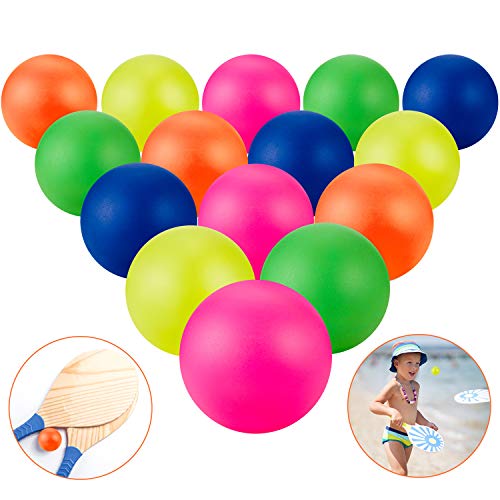 Sumind 15 Piezas Pelotas de Playa Reemplazo Bolas de Repuesto de Paleta de Playa Multicolor Pelota de Playa de Goma Bolas Extra para Actividades al Aire Libre, Colores Variados