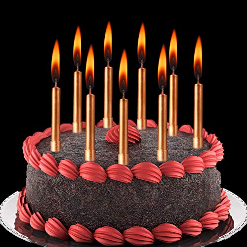 Sumind Velas de Tartas de Cumpleaños 24 Piezas Velas de Fiesta para la Mayoría de Ocasiones (Dorado Rosado)