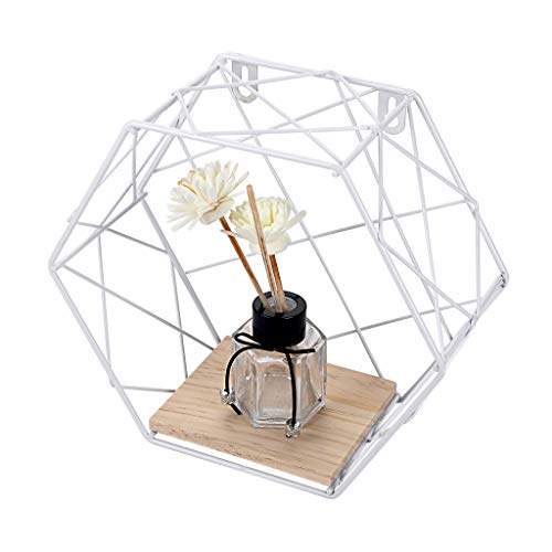 SUMNACON 3pcs Metal Hexagonales Flotantes Estantes Blanco SUMNACON 3pcs Metal Hexagonales Flotantes Estantes Blanco