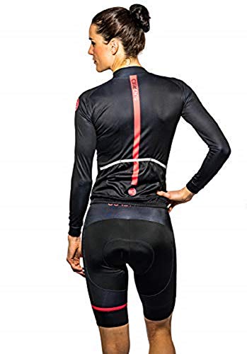 Sundried Ciclo Mujer de Manga Larga de Ciclo Jersey Ropa de la Ropa de la Bici del Camino y Bicicletas de Montaña (Negro, S)