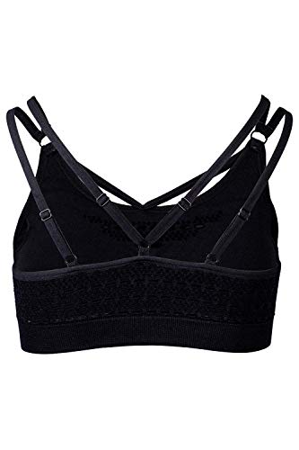 Sundried Deportes para Mujer Sujetador inconsútil de Cultivos Top Training Running Cross (Negro, M)