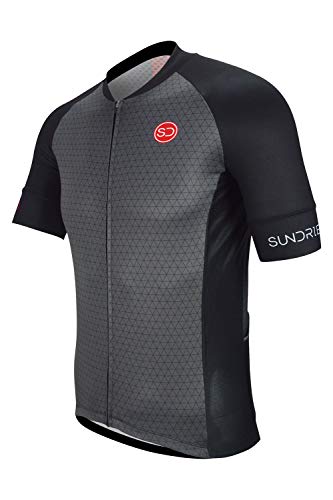 Sundried Jersey de Ciclo para Hombre Manga Corta Profesional de Bicicletas de montaña y Carretera Accesorios de Ciclismo (L, Negro)