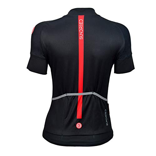 Sundried Kit de Manga Corta para Mujer Jersey de Ciclo Bici del Camino y Bicicletas de montaña (Negro, S)