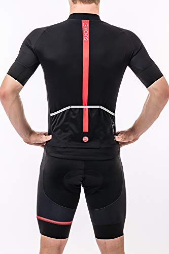 Sundried La Camisa de Manga Corta para Hombre Jersey de Ciclo Bici del Camino Top Bicicleta de montaña (Negro, XL)