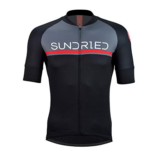 Sundried La Camisa de Manga Corta para Hombre Jersey de Ciclo Bici del Camino Top Bicicleta de montaña (Negro, XL)