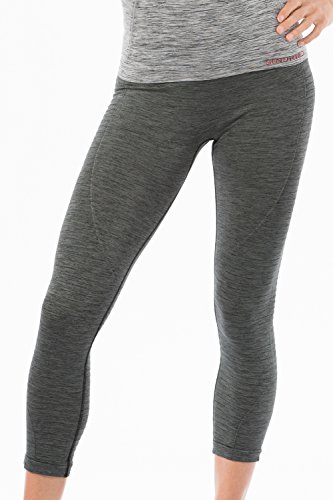 Sundried Leggings recortada Capri de las mujeres para entrenamiento de gimnasia yoga fitness Deportes de talle alto acanalado polainas (Large, Grey)