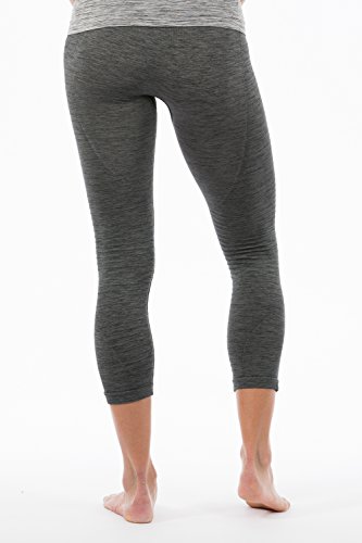 Sundried Leggings recortada Capri de las mujeres para entrenamiento de gimnasia yoga fitness Deportes de talle alto acanalado polainas (Large, Grey)