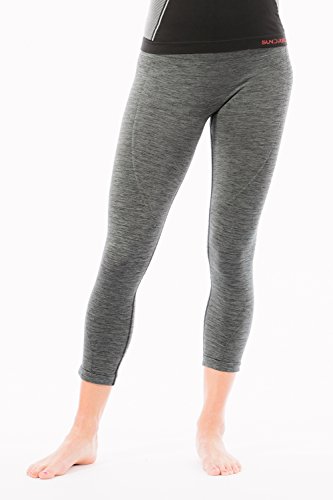 Sundried Leggings recortada Capri de las mujeres para entrenamiento de gimnasia yoga fitness Deportes de talle alto acanalado polainas (Large, Grey)