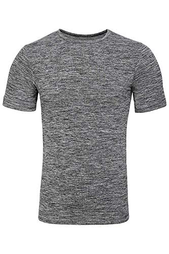 Sundried Mens Ajuste del músculo Compresión Camiseta sin Fisuras Atlético Gimnasio Ropa (Gris, L-XL)