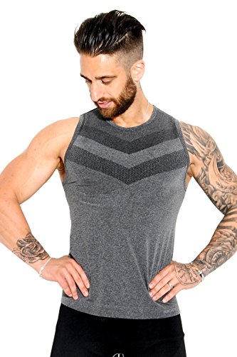 Sundried Mens Ajuste del músculo del Chaleco sin Mangas de compresión Gimnasio Top (Negro, S)