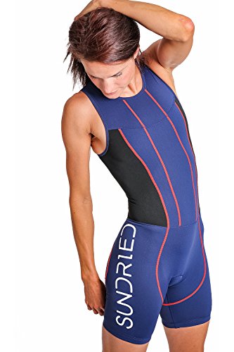 Sundried mujer acolchada Triathlon Tri Suit compresión Duatlón Ejecución de juego de la piel Natación Ciclismo (azul, S)