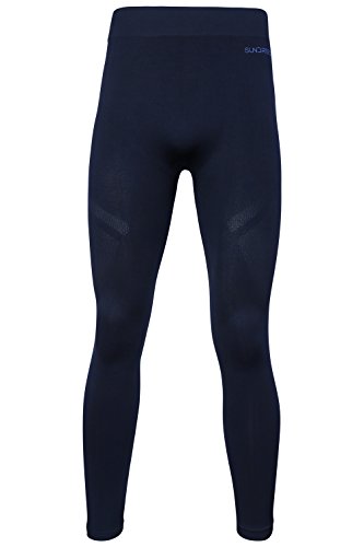 Sundried Rendimiento medias de formación hombres por un gimnasio de yoga corrientes de los deportes - Mens Winter Leggings (Negro, L)