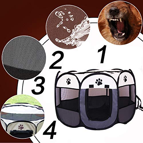 SUNERLORY Tienda de Campaña Plegable para Mascotas, Tienda de Jaula para Mascotas Transparente Zona de Juegos para Animales Pequeños, Parque de Juegos Octogonal para Perro, Gato, Conejo (Arroz Gris) SUNERLORY Tienda de Campaña Plegable para Mascotas, Tienda de Jaula para Mascotas Transparente Zona de Juegos para Animales Pequeños, Parque de Juegos Octogonal para Perro, Gato, Conejo (Arroz Gris)