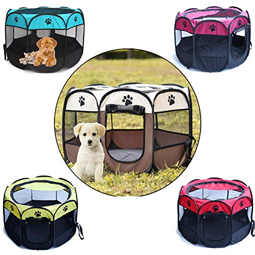 SUNERLORY Tienda de Campaña Plegable para Mascotas, Tienda de Jaula para Mascotas Transparente Zona de Juegos para Animales Pequeños, Parque de Juegos Octogonal para Perro, Gato, Conejo (Arroz Gris) SUNERLORY Tienda de Campaña Plegable para Mascotas, Tienda de Jaula para Mascotas Transparente Zona de Juegos para Animales Pequeños, Parque de Juegos Octogonal para Perro, Gato, Conejo (Arroz Gris)