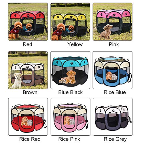 SUNERLORY Tienda de Campaña Plegable para Mascotas, Tienda de Jaula para Mascotas Transparente Zona de Juegos para Animales Pequeños, Parque de Juegos Octogonal para Perro, Gato, Conejo (Arroz Gris) SUNERLORY Tienda de Campaña Plegable para Mascotas, Tienda de Jaula para Mascotas Transparente Zona de Juegos para Animales Pequeños, Parque de Juegos Octogonal para Perro, Gato, Conejo (Arroz Gris)