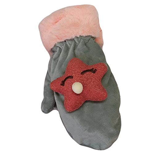 SUNHAO Guantes para niños Manoplas de Calor de Invierno más Guantes de Ciclismo de Cinco Puntas con Dibujos de Estrellas de Espesamiento de Terciopelo Guantes para niños