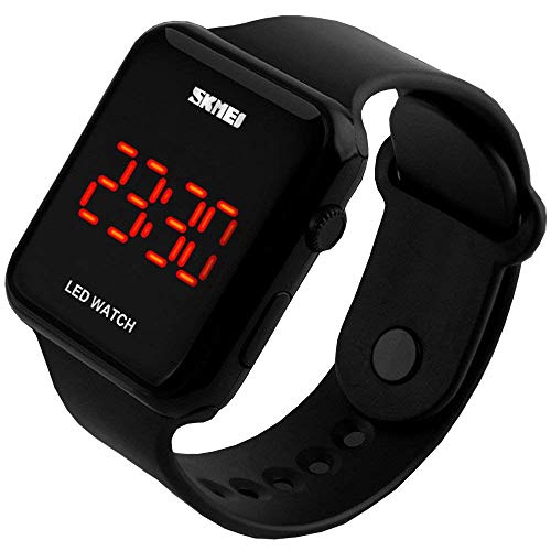 SunJas Reloj Deportivo Reloj Pulsera para Hombre LED Digital Pantalla Fecha Tiempo Resistente al Agua - Color Negro