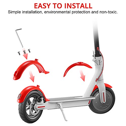 SUNJULY Guardabarros Trasero Xiaomi M365, 1 Juego Mejoras en Protector de Barro Guardabarros Delantero y Trasero, Adecuado Para Scooter Eléctrico Mijo M365 Pro - Rojo