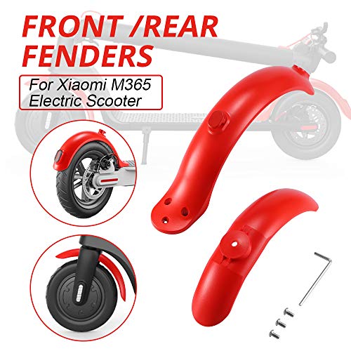 SUNJULY Guardabarros Trasero Xiaomi M365, 1 Juego Mejoras en Protector de Barro Guardabarros Delantero y Trasero, Adecuado Para Scooter Eléctrico Mijo M365 Pro - Rojo