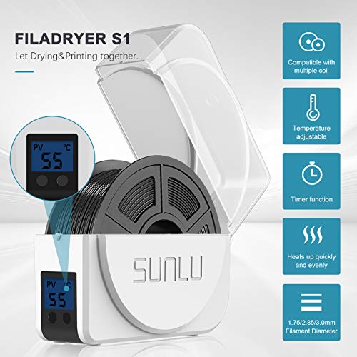 SUNLU Caja Soporte Secadora de Filamento 3D, Mantiene el Filamento Seco Durante la Impresión 3D, Caja Seca Almacenamiento Filamento Impresora 3D Compatible con Filamento de 1.75mm, 2.85mm y 3.00mm SUNLU Caja Soporte Secadora de Filamento 3D, Mantiene el Filamento Seco Durante la Impresión 3D, Caja Seca Almacenamiento Filamento Impresora 3D Compatible con Filamento de 1.75mm, 2.85mm y 3.00mm