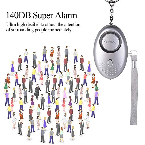 SUNMAY Alarma Personal, 5 Piezas 140DB Alarma Seguridad Autodefensa con Luz LED Llaveros para Mujeres, Niños, Ancianos, Turno nocturno