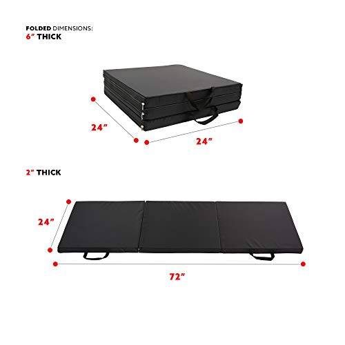 Sunny Health & Fitness Esterilla plegable para yoga, fitness, aeróbic, artes marciales, gimnasio, cardio, extra gruesa, 183 cm x 61 cm x 5 cm Sunny Health & Fitness Esterilla plegable para yoga, fitness, aeróbic, artes marciales, gimnasio, cardio, extra gruesa, 183 cm x 61 cm x 5 cm