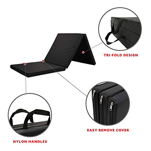 Sunny Health & Fitness Esterilla plegable para yoga, fitness, aeróbic, artes marciales, gimnasio, cardio, extra gruesa, 183 cm x 61 cm x 5 cm Sunny Health & Fitness Esterilla plegable para yoga, fitness, aeróbic, artes marciales, gimnasio, cardio, extra gruesa, 183 cm x 61 cm x 5 cm